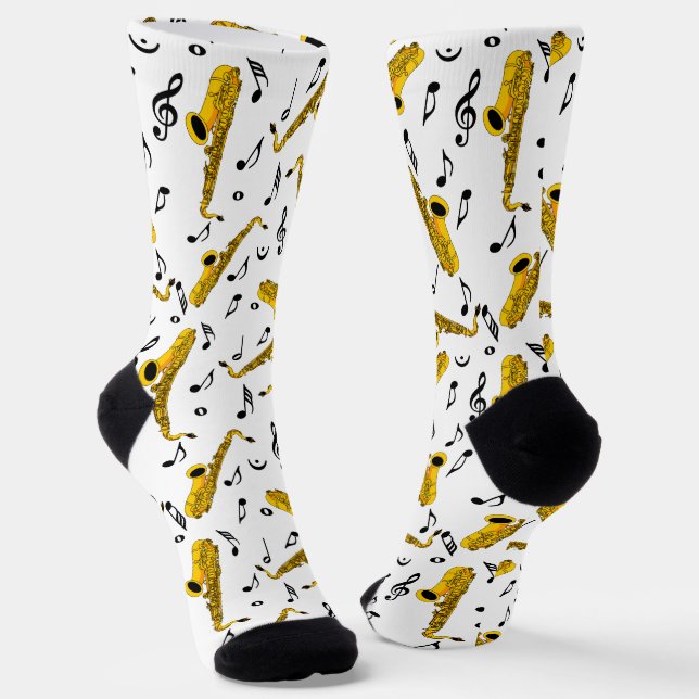 Saxophon-Musiknoten Socken (Gewinkelt)