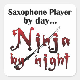 Saxophon Ninja Quadratischer Aufkleber