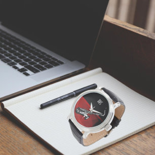Saxophon personalisierte Monogramm-Geschenkuhr Armbanduhr