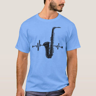Saxophon Player Heartbeat Funny Jazz Music Musici T-Shirt