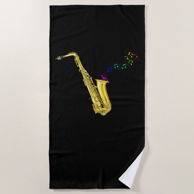 Saxophon Player Jazzmusiker Sax Strandtuch (Vorderseite)