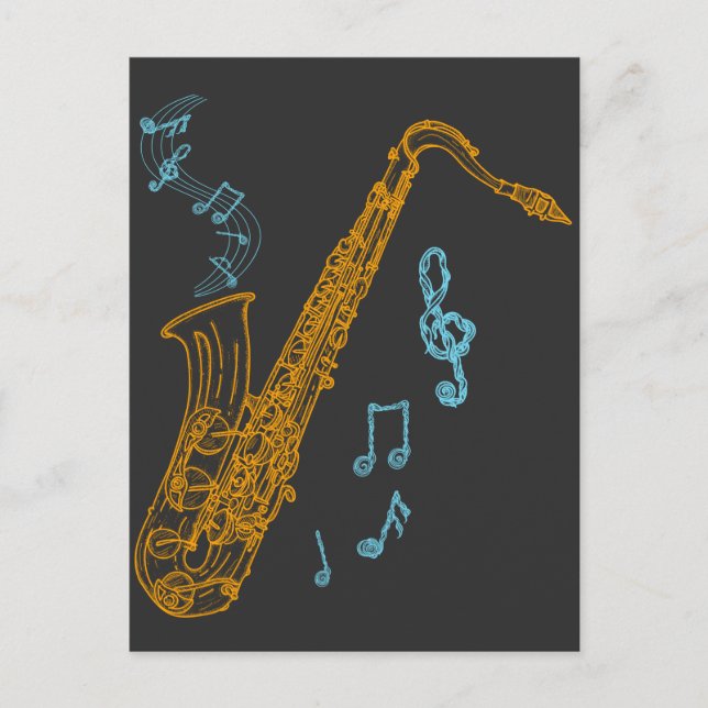 Saxophon Player Musiker Jazz Musik Kunst Postkarte (Vorderseite)