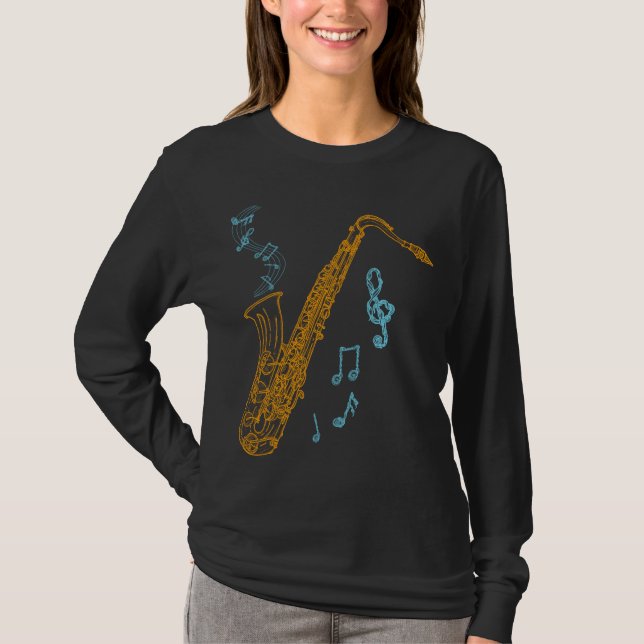 Saxophon Player Musiker Jazz Musik T-Shirt (Vorderseite)