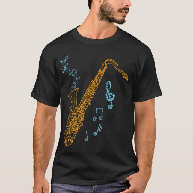 Saxophon Player Musiker Jazz Musik T-Shirt (Vorderseite)