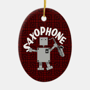 Saxophon Robot Text Keramik Ornament