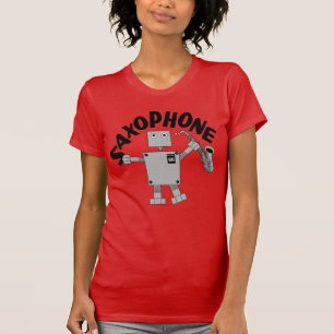 Saxophon Robot Text T-Shirt