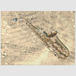 Saxophon Sheet Music Collage Gold Decoupage Seidenpapier