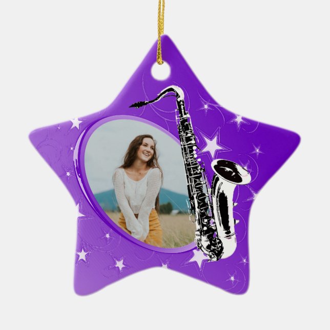 Saxophon Shining Star Foto Keramik Keramik Ornament (Vorne)