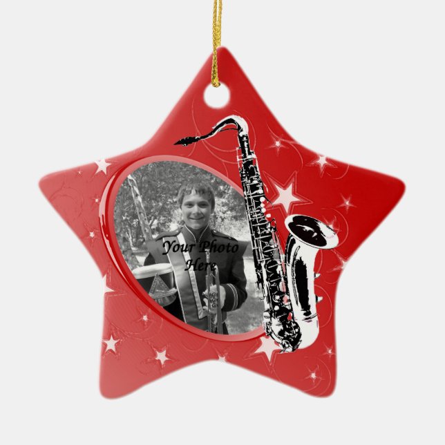 Saxophon Shining Star Foto Keramik Ornament (Vorne)
