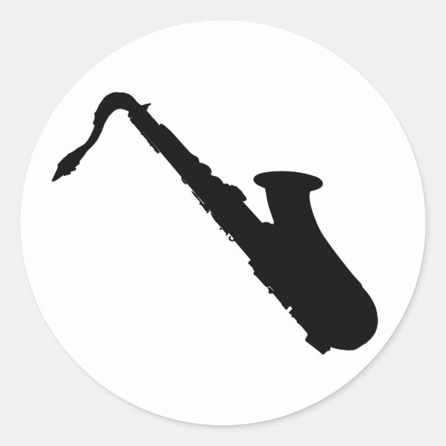 Saxophon-Silhouette Runder Aufkleber (Vorderseite)