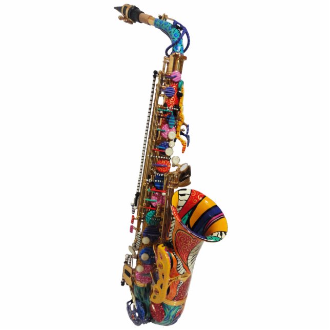 Saxophon Skulpturengeschenk, Saxophone Figurin Freistehende Fotoskulptur (Vorne)