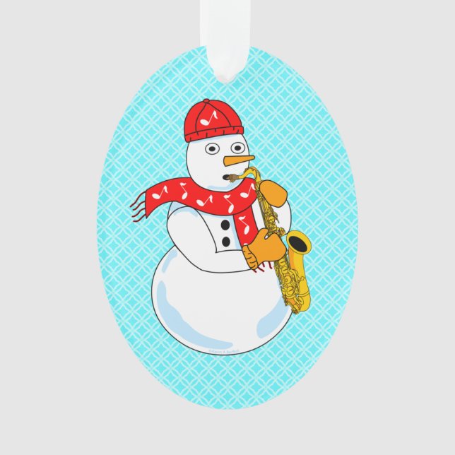 Saxophon Snowman Ornament (Vorderseite)