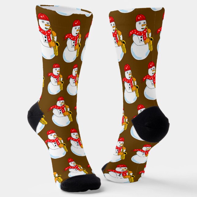 Saxophon Snowman Socken (Gewinkelt)