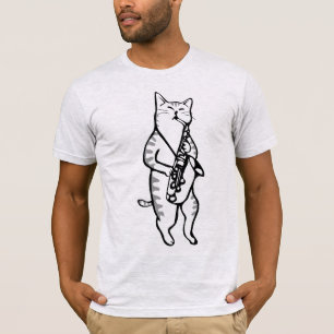 Saxophon spielend Jazz Cat, lustige T - Shirt