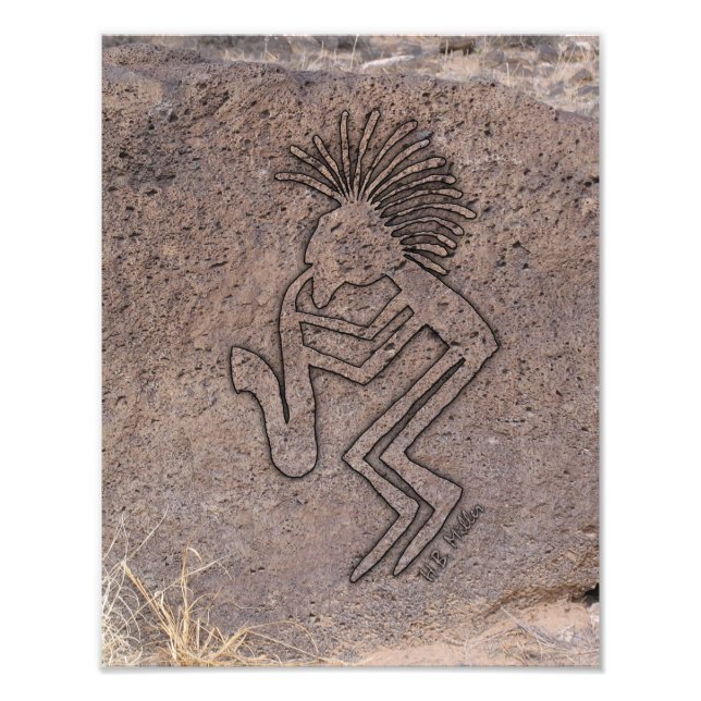 Saxophon-Spieler-Petroglyphe Fotodruck (Vorne)