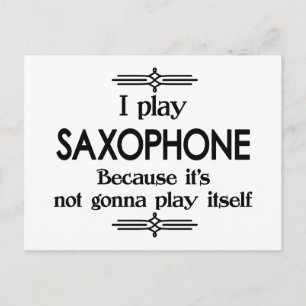 Saxophon - Spielt Selbst Lustige Deco-Musik Postkarte