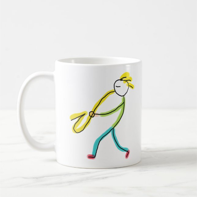 Saxophon-Strichmännchen Kaffeetasse (Links)
