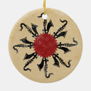 Saxophon-Tanz Keramik Ornament
