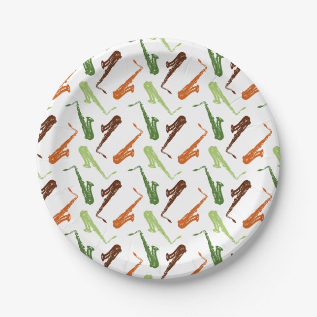 Saxophon Themed Pappteller (Vorderseite)
