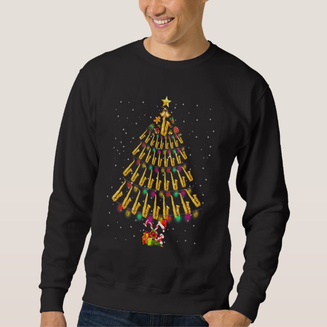 Saxophon Tree Hat in Snow Merry Christmas Xmas de Sweatshirt (Vorderseite)