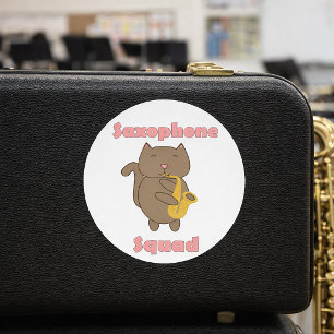 Saxophon-Truppe Kawaii Katze Lustiges Rosa Runder Aufkleber