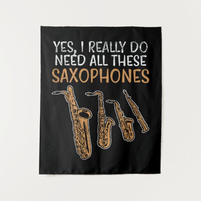 Saxophon-Typen Wandteppich (Vorderseite)