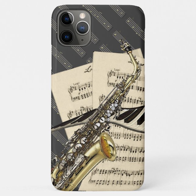 Saxophon u. Klavier-Musik Case-Mate iPhone Hülle (Rückseite)