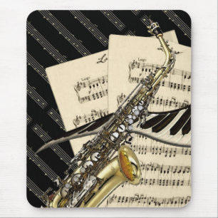 Saxophon-u. Klavier-Musik-Entwurf Mousepad