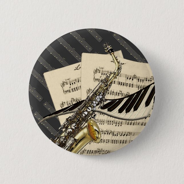 Saxophon-u. Klavier-Musik-Knöpfe Button (Vorderseite)