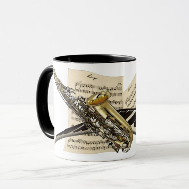 Saxophon u. Klavier-Musik Tasse (Vorderseite Links)