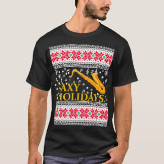 Saxophon Ugly Christmas Sweater Marching Band Sax T-Shirt