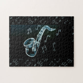 Saxophon und Musiknoten