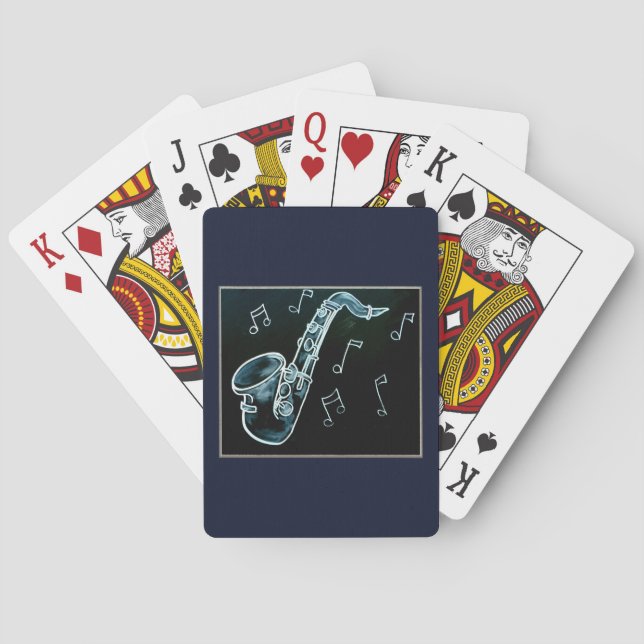 Saxophon und Musiknoten Spielkarten (Rückseite)