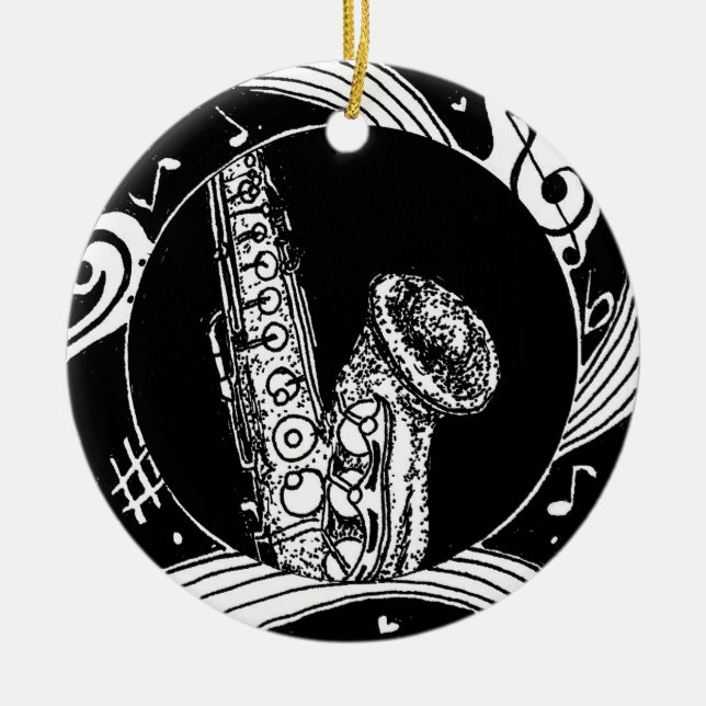 Saxophon-Verzierung Keramik Ornament (Vorne)