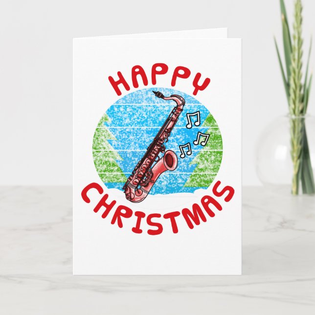 Saxophon Weihnachtskarte Saxophonist Jazzmusiker Dankeskarte (Vorderseite)
