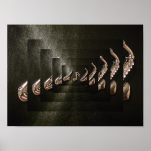 Saxophon zwei, das eine musikalische Anmerkung Poster