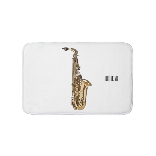 Saxophone Cartoon Illustration Badematte (Vorderseite)