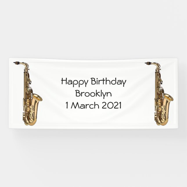 Saxophone Cartoon Illustration Banner (Horizontal)