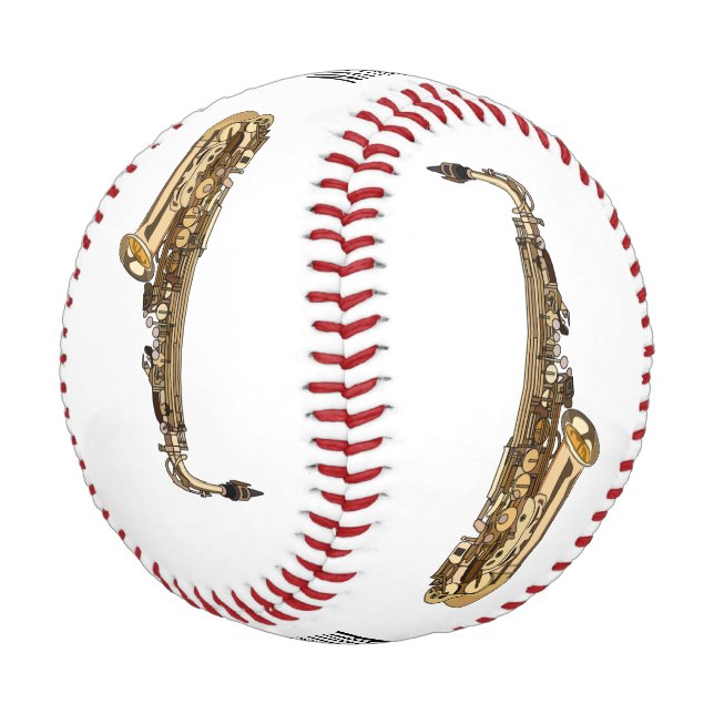 Saxophone Cartoon Illustration Baseball (Schrägansicht)