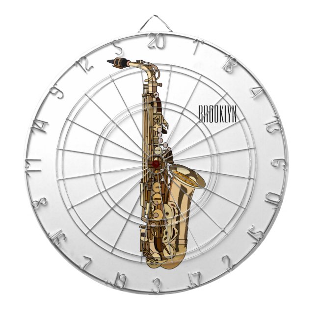 Saxophone Cartoon Illustration Dartscheibe (vorne)