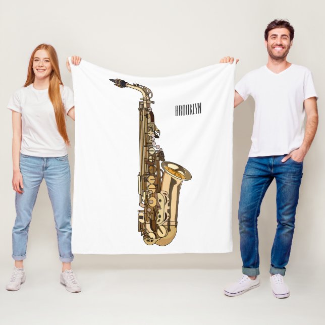 Saxophone Cartoon Illustration Fleecedecke (Beispiel)