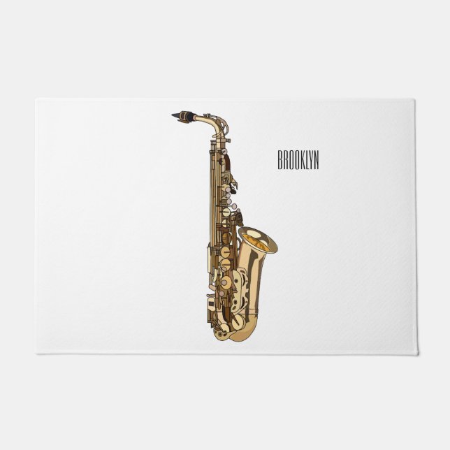 Saxophone Cartoon Illustration Fußmatte (Vorderseite)