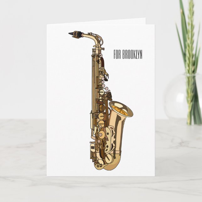 Saxophone Cartoon Illustration Karte (Vorderseite)