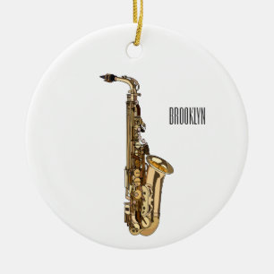 Saxophone Cartoon Illustration Keramik Ornament