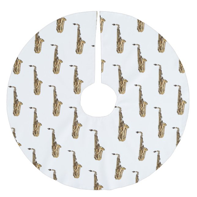 Saxophone Cartoon Illustration Polyester Weihnachtsbaumdecke (Vorderseite)