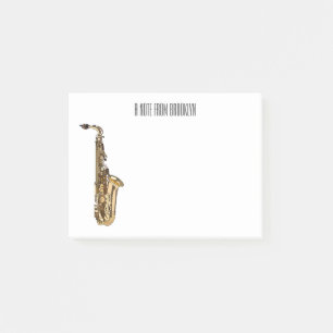 Saxophone Cartoon Illustration Post-it Klebezettel