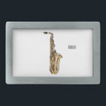 Saxophone Cartoon Illustration Rechteckige Gürtelschnalle<br><div class="desc">Saxophone Cartoon Illustration</div>