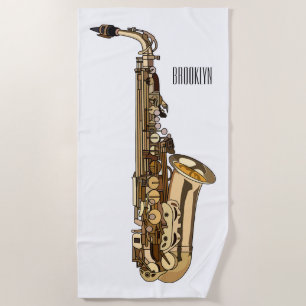Saxophone Cartoon Illustration Strandtuch