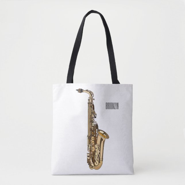 Saxophone Cartoon Illustration Tasche (Vorderseite)