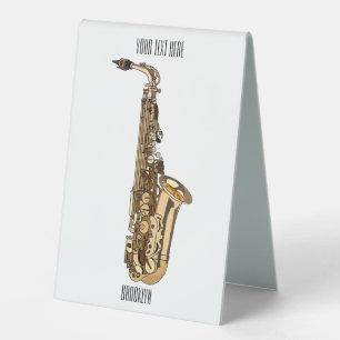 Saxophone Cartoon Illustration Tischaufsteller